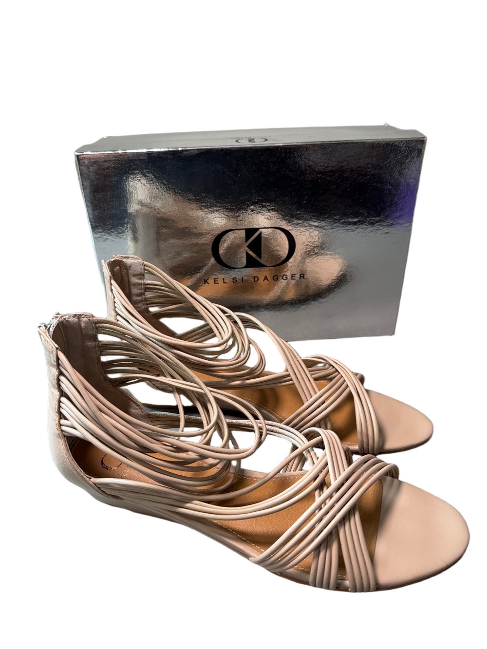 Kelsi Dagger Kassa Nude Strappy Leather Sandals Size 10